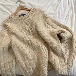 Vintage cream Knit polo ralph lauren sweater - Size XL